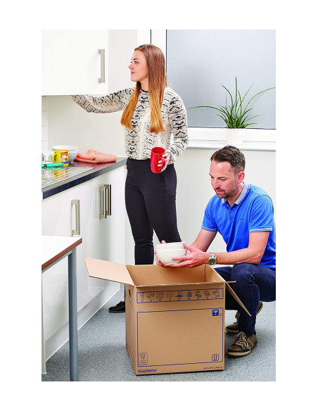 CAJA DE MUDANZA MONTAJE MANUAL M 430X300X250. CARTÓN SIMPLE BANKERS BOX 6208301