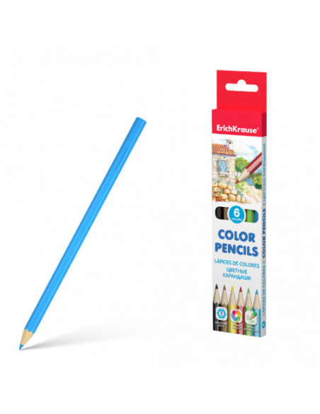 CAJA LÁPICES DE COLORES HEXAGONAL 6 COLORES ERICH KRAUSE 49881
