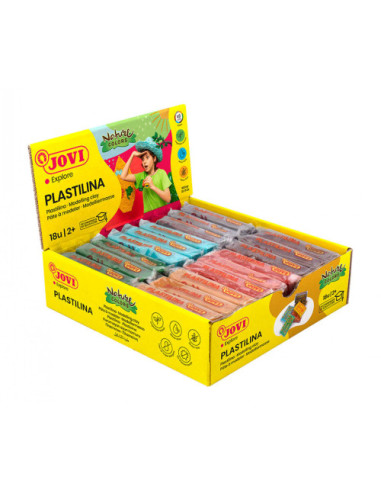 CAJA PLASTILINA 18 PASTILLAS DE 50GR GAMA NATURE COLORES SURTIDOS (3 UDS X COLOR) JOVI 70/18N