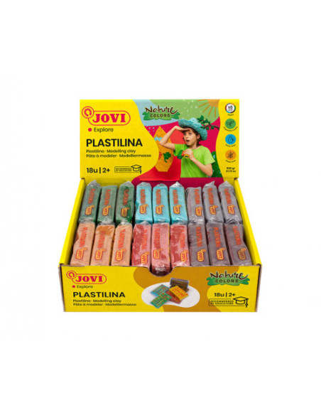 CAJA PLASTILINA 18 PASTILLAS DE 50GR GAMA NATURE COLORES SURTIDOS (3 UDS X COLOR) JOVI 70/18N