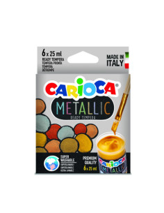 CAJA TÉMPERA METALLIC 6 BOTES 25 ML COLORES METÁLICOS CARIOCA KO026