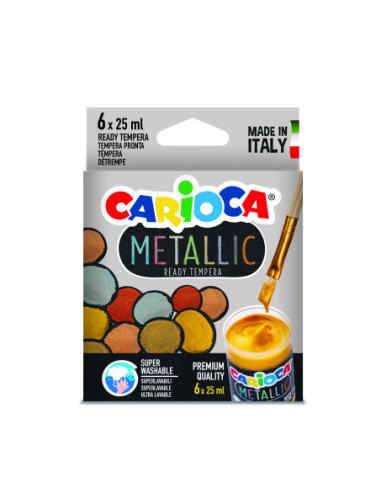 CAJA TÉMPERA METALLIC 6 BOTES 25 ML COLORES METÁLICOS CARIOCA KO026