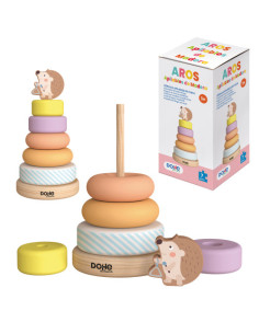 CAJA TORRE DE AROS APILABLES DE MADERA - A PARTIR DE 1 AÑO.  DOHE 64001