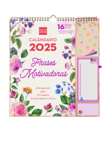 CALENDARIO 16 MESES SEPTIEMBRE 2024-DICIEMBRE 2025 PLUS-340X380 MES VISTA FRASES MOTIVACIONALES FINOCAM 540220225