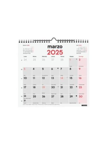 CALENDARIO 2025 NEUTRO PARED NUMEROS GRANDES M 300X210MM FINOCAM 780000025