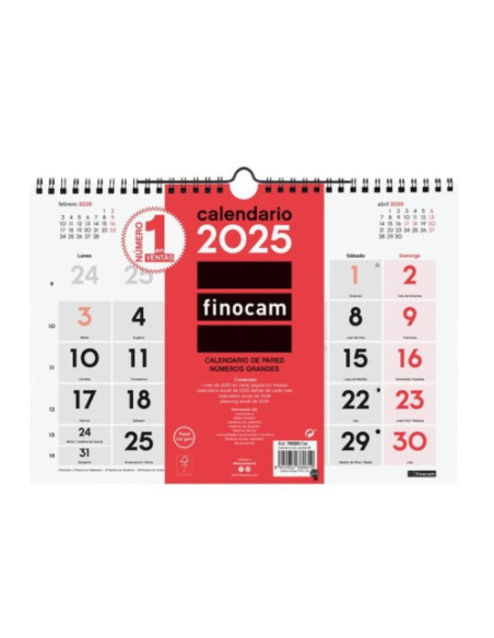 CALENDARIO 2025 NEUTRO PARED NUMEROS GRANDES M 300X210MM FINOCAM 780000025